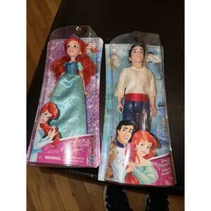 Royal Shimmer Princess Ariel 11" & Prince Eric 12" Doll Set Little Mermaid SET
